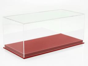 Hoge kwaliteit vitrine met basisplaat uit van leer voor model- auto&#39;s in schaal 1:18 rood VEILIG