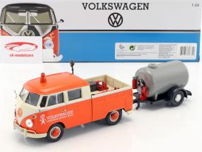 Volkswagen VW Type 2 T1 Pick-Up Road Service Set oranje / crème / grijs 1:24 MotorMax