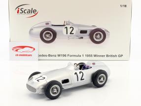 Stirling Moss Mercedes-Benz W196 #12 Vinder britisk GP formel 1 1955 1:18 iScale