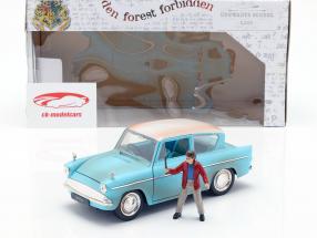 Ford Anglia ano de construção 1959 com Harry Potter figura azul claro 1:24 Jada Toys