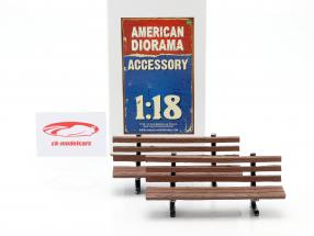 Ensemble avec 2 Bancs de parc 1:18 American Diorama