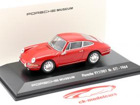Porsche 911 (901 Nr. 57) year 1964 red 1:43 Welly