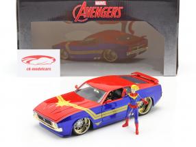 Ford Mustang Mach 1 1973 用 Avengers 数字 Captain Marvel 1:24 Jada Toys