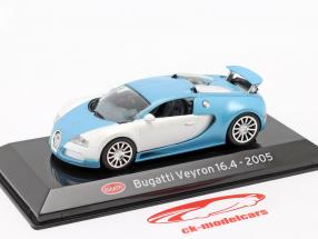 Bugatti Veyron 16.4 Año de construcción 2005 blanco mate / Azul claro 1:43 Altaya
