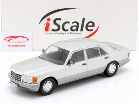 Mercedes-Benz 560 SEL S-klasse (W126) 1985 astral sølv / Grå 1:18 iScale