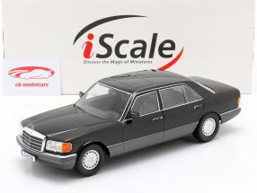 Mercedes-Benz 560 SEL Classe S (W126) Ano de construção 1985 Preto / cinzento 1:18 iScale