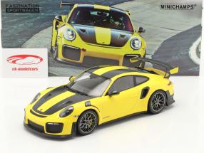 Porsche 911 (991 II) GT2 RS Weissach Package 2018 racing amarillo / plata llantas 1:18 Minichamps