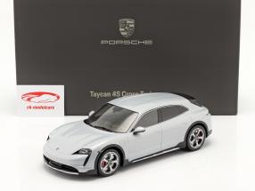 Porsche Taycan Turbo S Cross Turismo 2021 冰灰色 和 展示柜 1:18 Minichamps