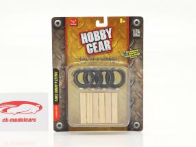 Spare tire set (4 Piece) with pallet 1:24 Hobbygear