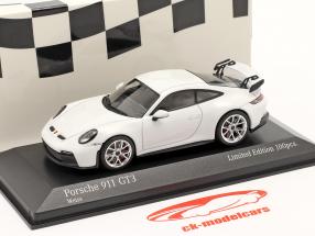 Porsche 911 (992) GT3 Byggeår 2020 hvid / sølv fælge 1:43 Minichamps