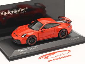 Porsche 911 (992) GT3 year 2020 lava orange 1:43 Minichamps
