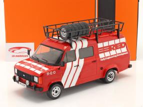 Ford Transit MK II R.E.D Rallye Assistance Baujahr 1985 rot / weiß 1:18 Ixo