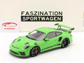 Porsche 911 (991 II) GT3 RS Año de construcción 2019 lizard verde / negro llantas 1:18 Minichamps