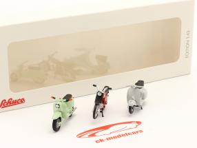 set with 3 motorcycles: Simson Schwalbe, Simson S51, Roller GS 1:43 Schuco