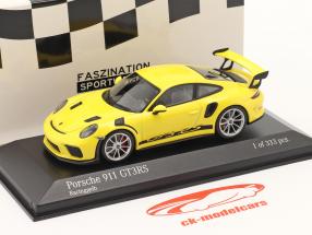 Porsche 911 (991 II) GT3 RS 2018 racing jaune / argent jantes 1:43 Minichamps
