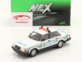 Volvo 240 GL Polis (Police Sweden) 1986 white / blue / yellow 1:24 Welly