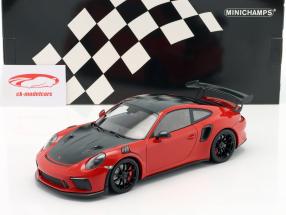 Porsche 911 (991 II) GT3 RS Weissach Package 2019 red / black rims 1:18 Minichamps