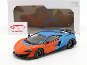 McLaren 600LT F1 Tribute Livery Année de construction 2019 orange / bleu métallique 1:18 Solido