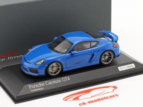 Porsche Cayman GT4 voodoo blå 1:43 Minichamps