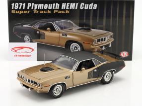 Plymouth Hemi Cuda Super Track Pack Vinyldach 1971 goldbraun / schwarz 1:18 GMP