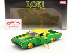 Ford Thunderbird 1963 Con Marvel figura Loki verde / amarillo 1:24 Jada Toys