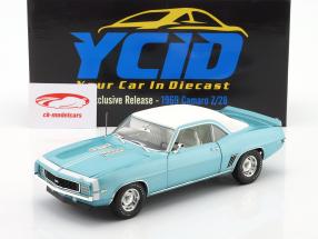 Chevrolet Camaro RS 350 tapa de vinilo Año de construcción 1969 Azul claro / Blanco 1:18 GMP