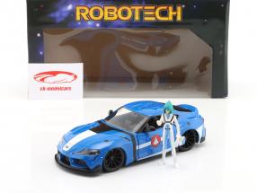 Toyota Supra MK5 TV series robotech with figure Max Sterling blue 1:24 Jada Toys