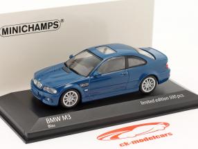 BMW M3 Coupé (E46) Año de construcción 2001 laguna seca azul 1:43 Minichamps
