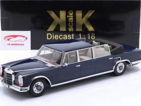 Mercedes-Benz 600 LWB (W100) Landaulet Año de construcción 1964 azul oscuro 1:18 KK-Scale
