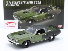 Plymouth Hemi Cuda Vinyldach Año de construcción 1971 hiedra verde / negro 1:18 GMP