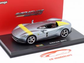Ferrari Monza SP1 year 2019 silver grey metallic / yellow 1:43 Bburago Signature