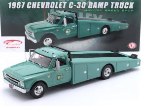Chevrolet C30 Ramp Truck "Holley Speed Shop" Byggeår 1967 grøn 1:18 GMP