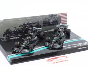 2-Car Set Hamilton #44 & Russell #63 Bahréin GP fórmula 1 2023 1:43 Minichamps