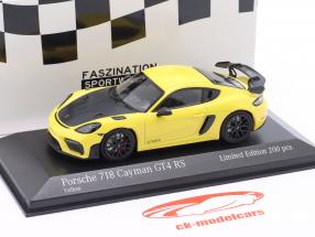 Porsche 718 (982) Cayman GT4 RS 2021 amarillo / negro llantas 1:43 Minichamps