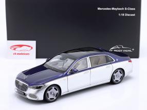 Mercedes-Benz Maybach S-Klasse (Z223) 2021 blå / sølv 1:18 Almost Real