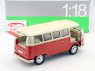 Volkswagen VW T1 Bus Window Van jaar 1963 rood / crème 1:18 Welly