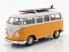 Volkswagen VW Classic Bus mit Surfbrett Baujahr 1962 gelb / weiß 1:24 Welly