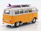 Volkswagen VW Classic Bus mit Surfbrett Baujahr 1962 gelb / weiß 1:24 Welly