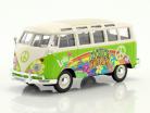 Volkswagen VW T1 Samba Bus Hippie Line Flower Power luminoso verde / bianco 1:24 Maisto