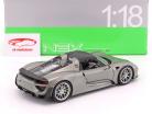 Porsche 918 Spyder カブリオレ Closed Top グレー メタリック 1:18 Welly