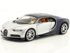 Bugatti Chiron Opførselsår 2017 sølv / blå 1:24 Welly