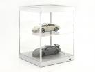 single showcase and Rotary table for modelcars in scale 1:18 silver Triple9