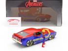 Ford Mustang Mach 1 1973 Con Avengers Figura Captain Marvel 1:24 Jada Toys