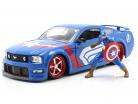 Ford Mustang GT 2006 Con Figura Captain America Marvel Avengers 1:24 Jada Toys