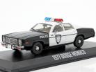 Dodge Monaco Police Ano de construção 1977 Preto / Branco 1:43 Greenlight