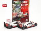2-Car Set mit Buch: Porsche 919 Hybrid #1 #2 Sieger 24h LeMans 2017 1:18 Ixo