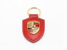 Leather keychain Porsche badge red