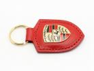Leder-Schlüsselanhänger Porsche Wappen rot