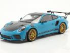 Porsche 911 (991 II) GT3 RS Weissach Package 2019 bleu de Miami / doré jantes 1:18 Minichamps