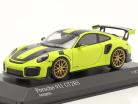 Porsche 911 (991 II) GT2 RS Weissach Package 2018 verde ácido / dorado llantas 1:43 Minichamps